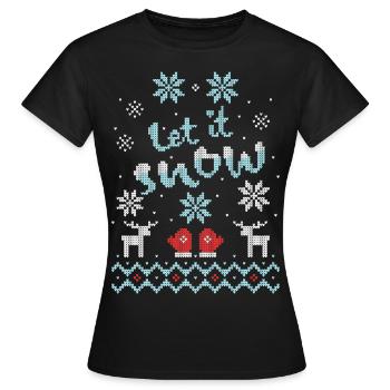 Let it Snow Pull de Noël moche Flocons de neige - T-shirt Femme - noir - Devant - AI Model Female 172 dark (172cm)