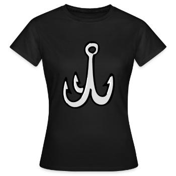 Angelhaken - Frauen T-Shirt - Schwarz - Vorne - AI Model Female 172 dark (172cm)