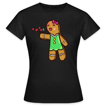 Lebkuchenfrau Partnerlook Pärchen Weihnachten - Frauen T-Shirt - Schwarz - Vorne - AI Model Female 172 dark (172cm)