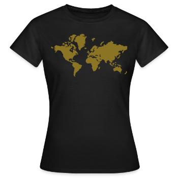 Weltkarte - Frauen T-Shirt - Schwarz - Vorne - AI Model Female 172 dark (172cm)