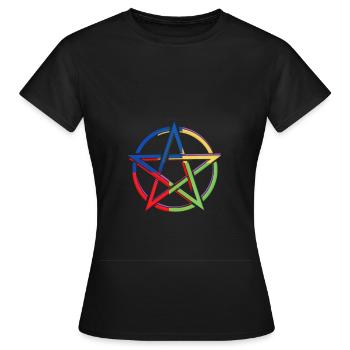 Pentagramme coloré - T-shirt Femme - noir - Devant - AI Model Female 172 dark (172cm)