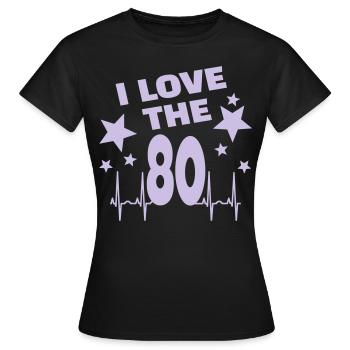 I love the 80s - Music of the 80s - ECG - Vrouwen T-shirt - zwart - Voor - AI Model Female 172 dark (172cm)