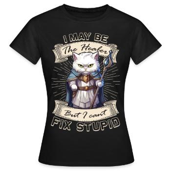 Gaming Gamer RPG RPG Jeu de rôle Guérisseur - T-shirt Femme - noir - Devant - AI Model Female 172 dark (172cm)