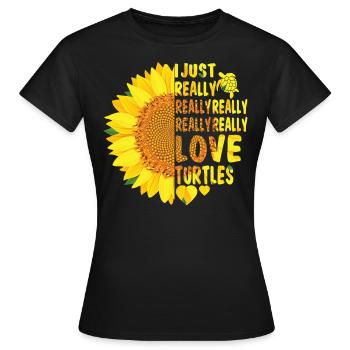 I Just Really Really Love Turtles Sunflower Women - Women's T-Shirt - black - Front - AI Model Female 172 dark (172cm)