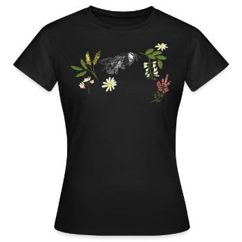Bee with flowers - Women's T-Shirt - black - Front - AI Model Female 172 dark (172cm)