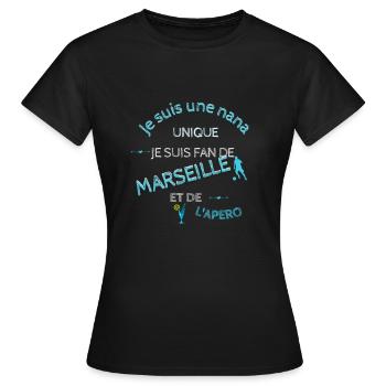 Femme supporter de Marseille - T-shirt Femme - noir - Devant - AI Model Female 172 dark (172cm)