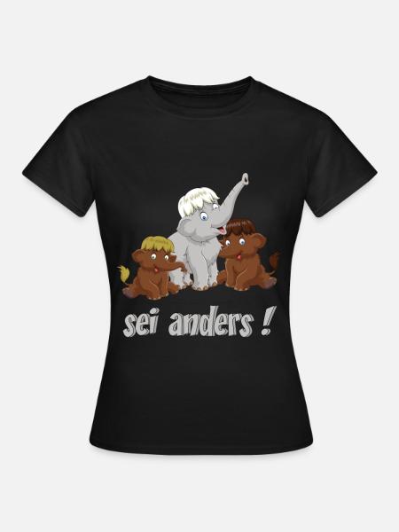 Mammut Elefant Geschwister Spruch be different - Frauen T-Shirt - Schwarz