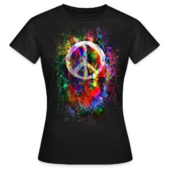Peace Symbol Frieden Freiheit Liebe - Frauen T-Shirt - Schwarz - Vorne - AI Model Female 172 dark (172cm)