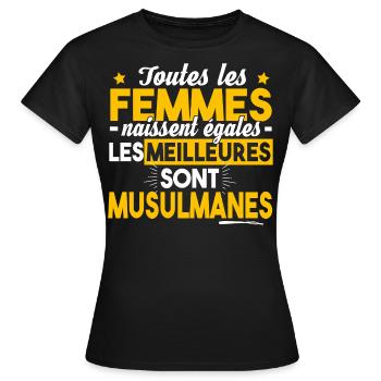Musulmane Musulman Religion Islam Foi Allah Humour - T-shirt Femme - noir - Devant - AI Model Female 172 dark (172cm)