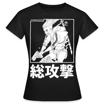 Victoria in action - Women's T-Shirt - black - Front - AI Model Female 172 dark (172cm)