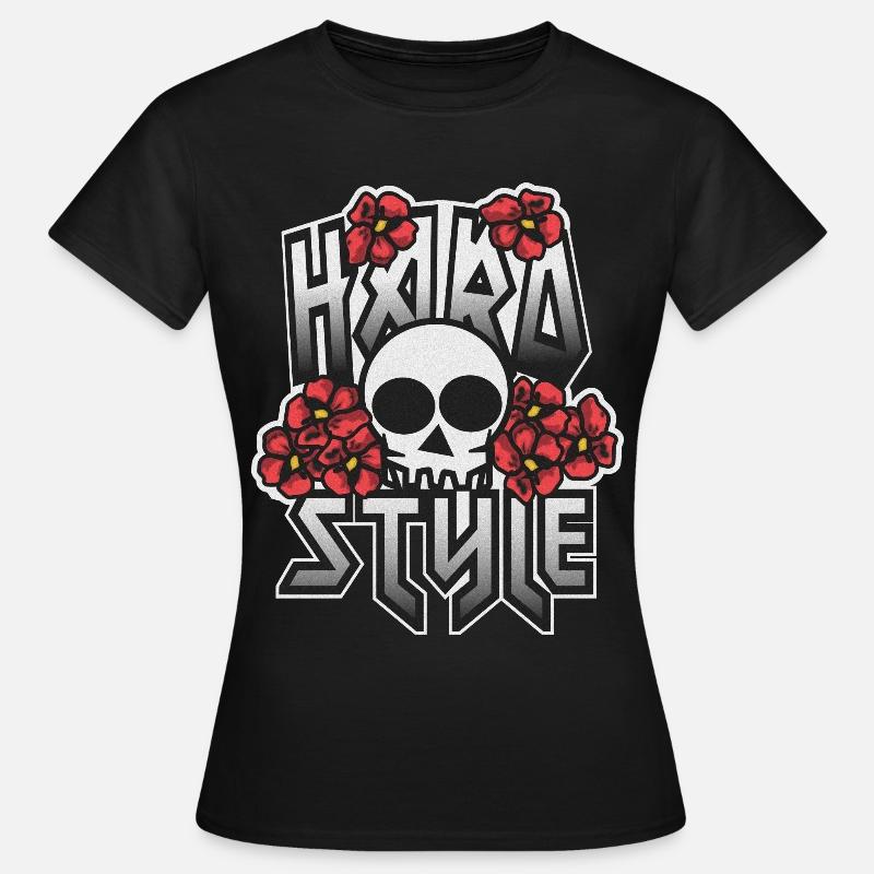 HARD STYLE skull embedded in flowers - Women's T-Shirt - black