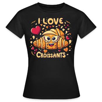 Les croissants sont de l’amour - vêtements de joie du petit déjeuner - T-shirt Femme - noir - Devant - AI Model Female 172 dark (172cm)