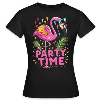 Fête exotique avec flamants roses - Party Time - T-shirt Femme - noir - Devant - AI Model Female 172 dark (172cm)