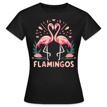 Trust and Affection - Flamingos of Love - Women's T-Shirt - black - Front - AI Model Female 172 dark (172cm)