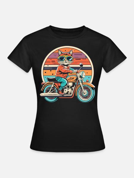 Cat Biker - Lo spirito di avventura in moto - Maglietta da donna - nero