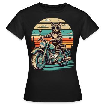 Cooler Cats - avec des pattes de velours sur deux roues - T-shirt Femme - noir - Devant - AI Model Female 172 dark (172cm)