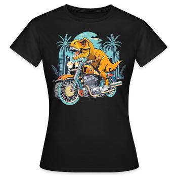 TRex Biker - A Primeval Ride - Women's T-Shirt - black - Front - AI Model Female 172 dark (172cm)