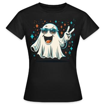 Paix fantomatique : un message paisible d’Halloween - T-shirt Femme - noir - Devant - AI Model Female 172 dark (172cm)