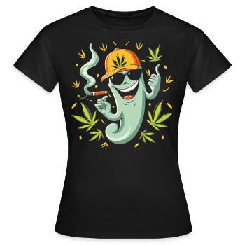 Stoned Ghost - Spaß mit dem Geist des Weed - Frauen T-Shirt - Schwarz - Vorne - AI Model Female 172 dark (172cm)