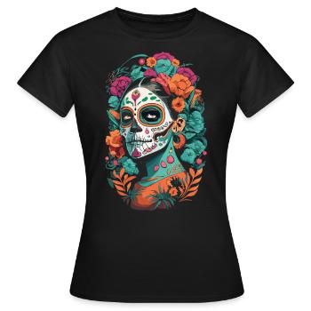 Fiesta del Día de los Muertos - La Catrina - Frauen T-Shirt - Schwarz - Vorne - AI Model Female 172 dark (172cm)