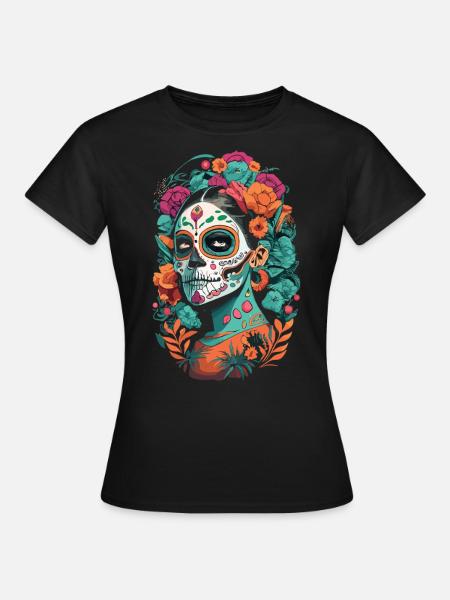 Fiesta del Día de los Muertos - La Catrina - Frauen T-Shirt - Schwarz