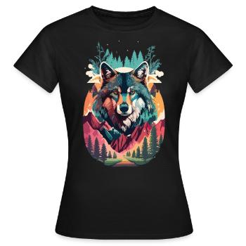 Wolfsgeist in der Wildnis - Frauen T-Shirt - Schwarz - Vorne - AI Model Female 172 dark (172cm)