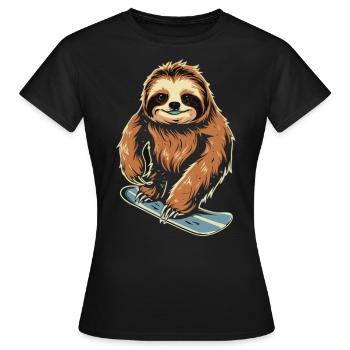 Snowboard Sloth : Descente fraîche - T-shirt Femme - noir - Devant - AI Model Female 172 dark (172cm)