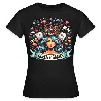 Game Queen : Couronne avec des cartes et des dés - T-shirt Femme - noir - Devant - AI Model Female 172 dark (172cm)