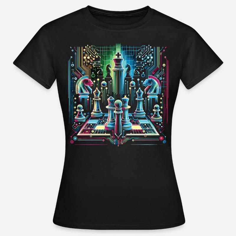 Conception d’échecs au néon lumineux - T-shirt Femme - noir