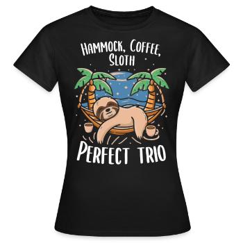 Relaxed coffee enjoyment: sloth style - Women's T-Shirt - black - Front - AI Model Female 172 dark (172cm)