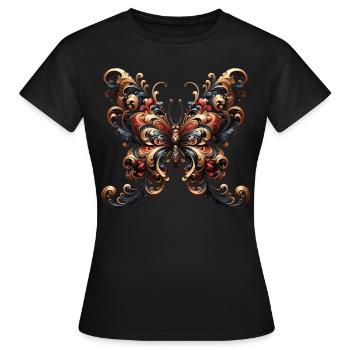 Baroque Splendour: Majestic Butterfly - Women's T-Shirt - black - Front - AI Model Female 172 dark (172cm)