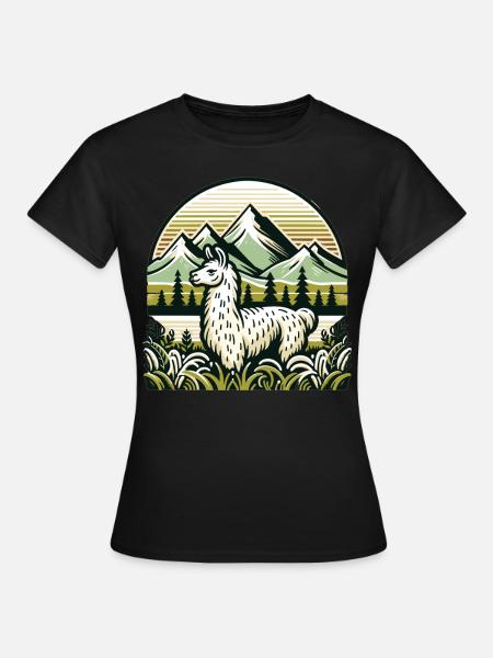 Bergsteiger Lama: Abenteuer in den Höhen - Frauen T-Shirt - Schwarz