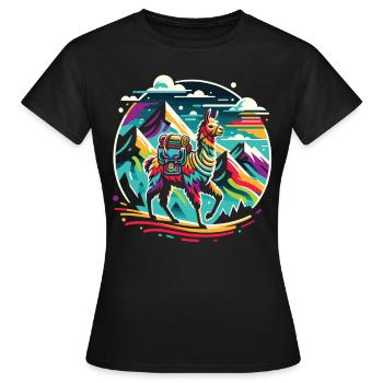Expedition Lama: Bergabenteuer - Frauen T-Shirt - Schwarz - Vorne - AI Model Female 172 dark (172cm)