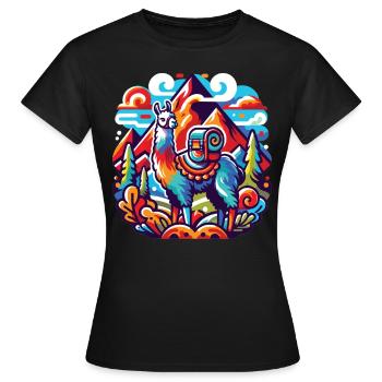 Lama de randonnée : De sommet en sommet - T-shirt Femme - noir - Devant - AI Model Female 172 dark (172cm)