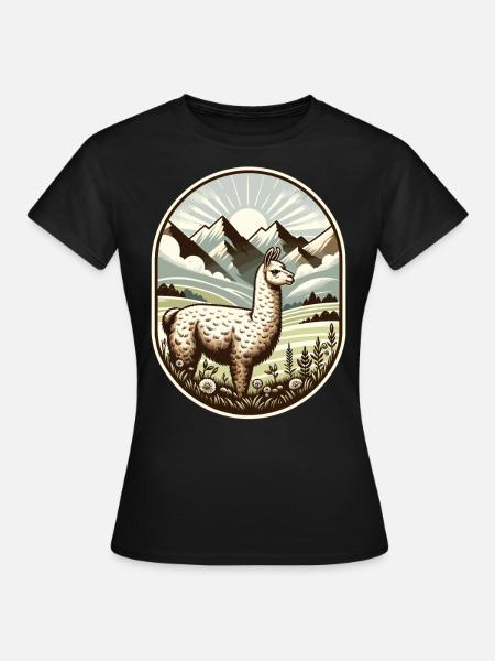 Lama-Trek: Wandern mit Aussicht - Frauen T-Shirt - Schwarz