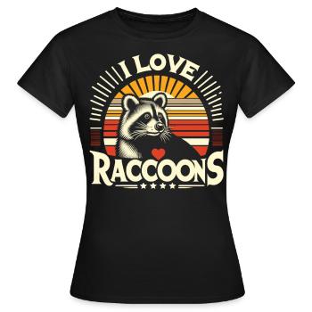 Nostalgic raccoon: "I love Racoons" - Women's T-Shirt - black - Front - AI Model Female 172 dark (172cm)