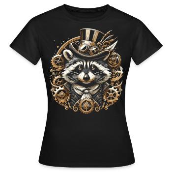 Raton laveur victorien : élégance steampunk - T-shirt Femme - noir - Devant - AI Model Female 172 dark (172cm)