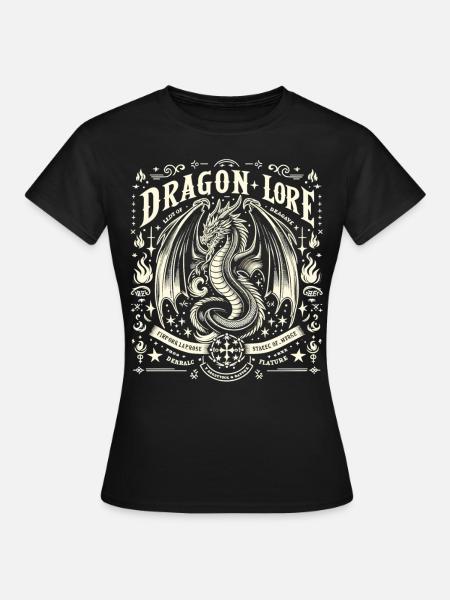 Mythischer Feuerdrache - Frauen T-Shirt - Schwarz