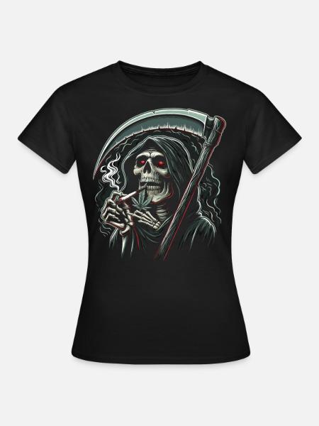 Der berauschte Sensenmann im Mondlicht - Frauen T-Shirt - Schwarz