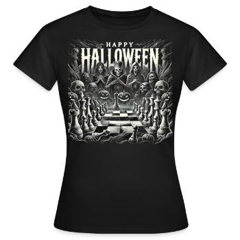 Gespenstisches Schachspiel Halloween Shirt - Frauen T-Shirt - Schwarz - Vorne - AI Model Female 172 dark (172cm)