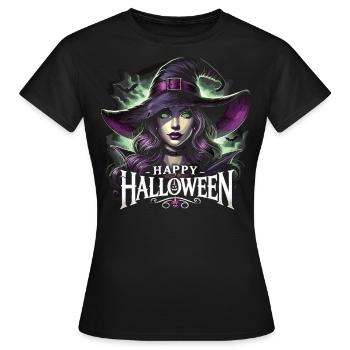 Sorcière au look magique et joyeux Halloween - T-shirt Femme - noir - Devant - AI Model Female 172 dark (172cm)