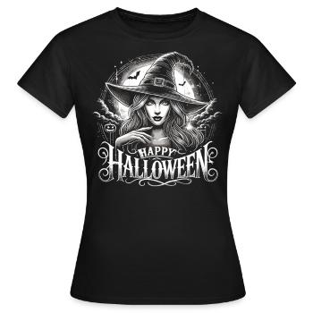 Schöne Hexe mit Happy Halloween - Frauen T-Shirt - Schwarz - Vorne - AI Model Female 172 dark (172cm)