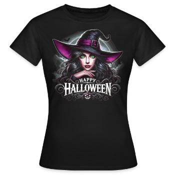 belle sorcière heureuse chemise d’Halloween - T-shirt Femme - noir - Devant - AI Model Female 172 dark (172cm)