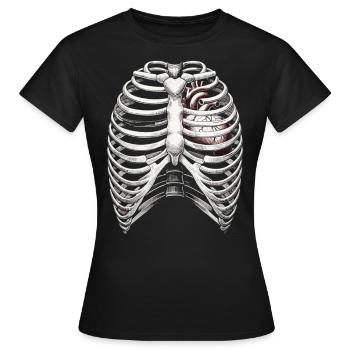 Cage thoracique avec coeur squelette Costume d’Halloween - T-shirt Femme - noir - Devant - AI Model Female 172 dark (172cm)