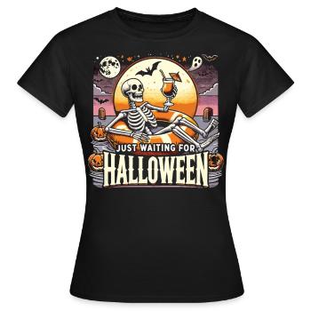 Drôle de squelette attendant halloween T-Shirt - T-shirt Femme - noir - Devant - AI Model Female 172 dark (172cm)