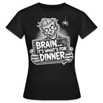 T-shirt drôle de dîner zombie pour Halloween - T-shirt Femme - noir - Devant - AI Model Female 172 dark (172cm)