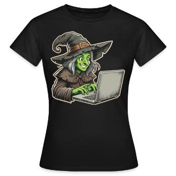 Chemise de sorcière pour femme - Halloween Design - T-shirt Femme - noir - Devant - AI Model Female 172 dark (172cm)