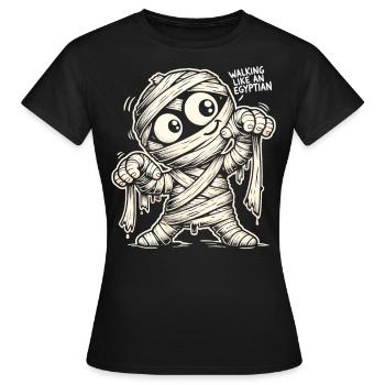 Lustiges Mumien T-Shirt – Walking Like an Egyptian - Frauen T-Shirt - Schwarz - Vorne - AI Model Female 172 dark (172cm)