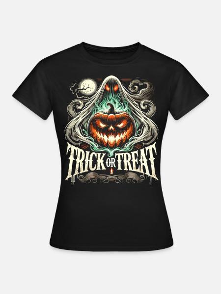 Süßes oder Saures - Gruseliger Kürbis Spaß - Frauen T-Shirt - Schwarz