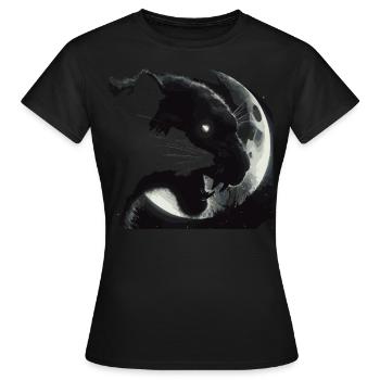 Tête de panthère noire au clair de lune - T-shirt Femme - noir - Devant - AI Model Female 172 dark (172cm)